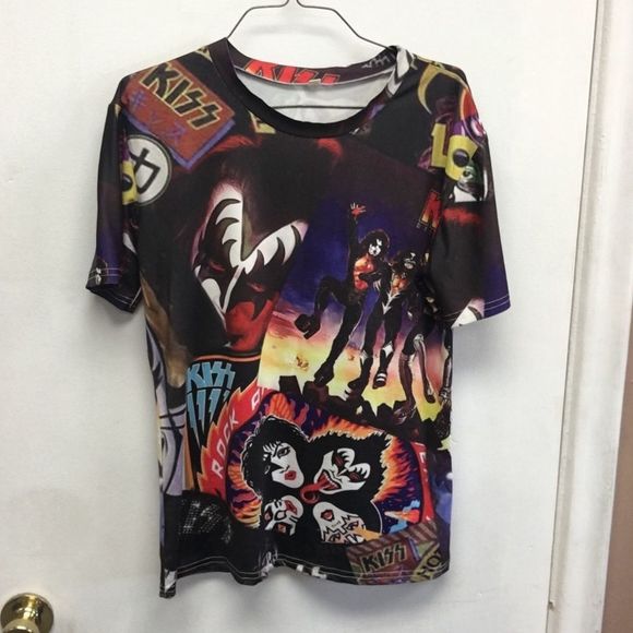 Kiss AOP All Over Print Double Sided Mens Graphic T-Shirt size Medium - Picture 3 of 7